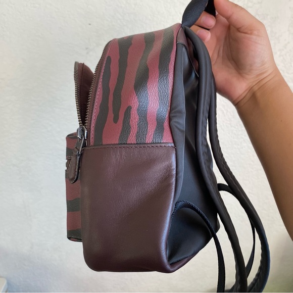 Coach Mini Charlie Backpack With Tiger Print Dark Red Black F37880 - Picture 9 of 9